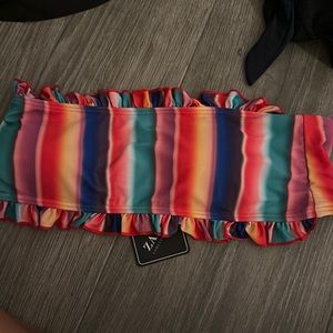 NWT Rainbow padded bandeau bikini top size 8